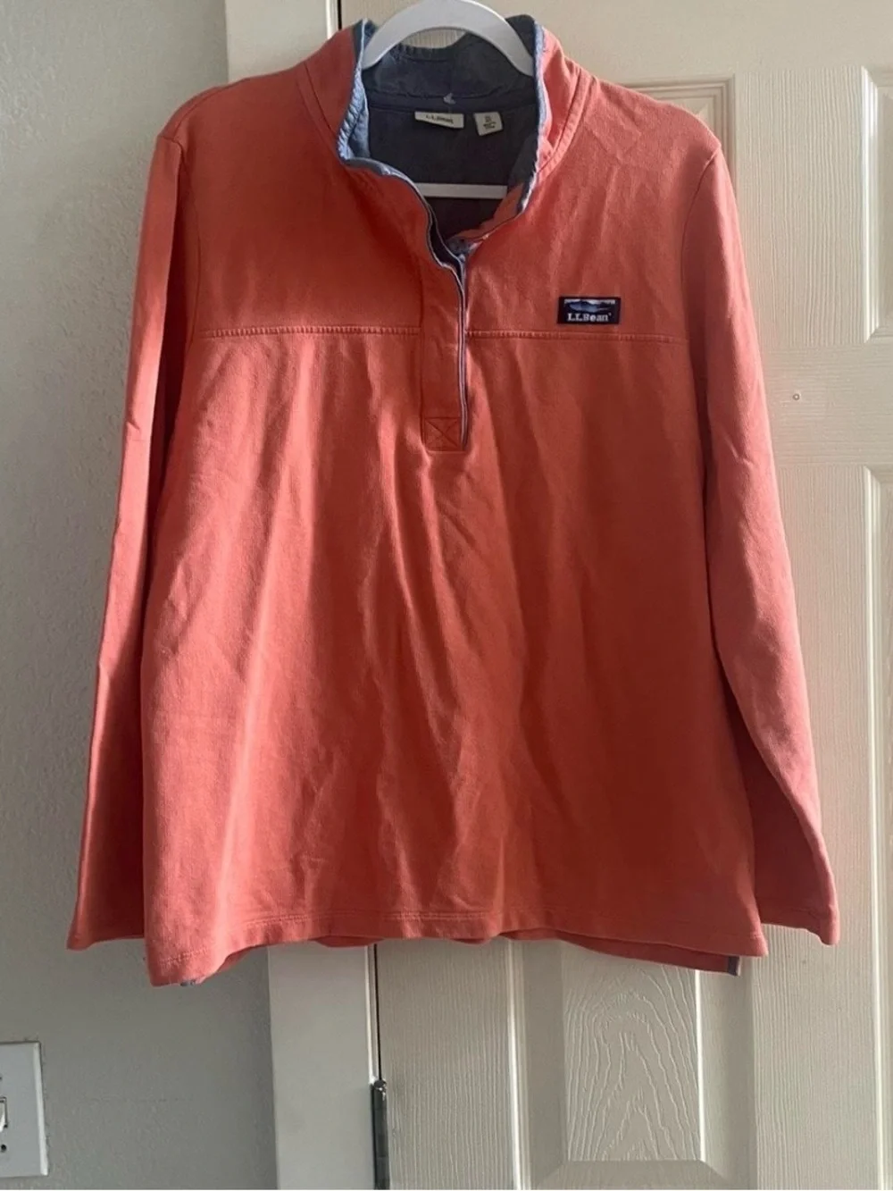 Men’s XL L.L.Bean Orange/gray 1/2 Zip pullover sweater